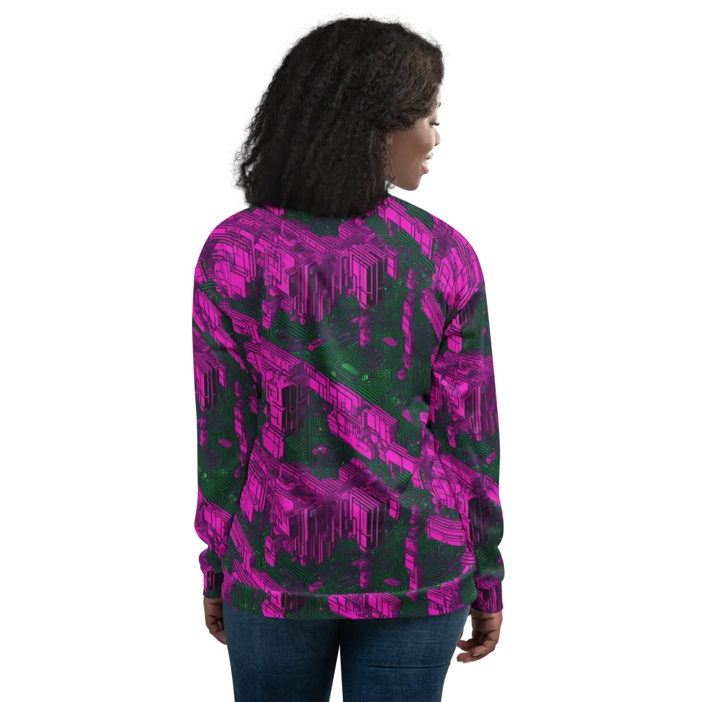 Magenta Gridfall on Bomber Jacket — Back