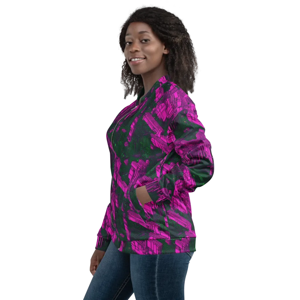 Magenta Gridfall on Bomber Jacket — Left