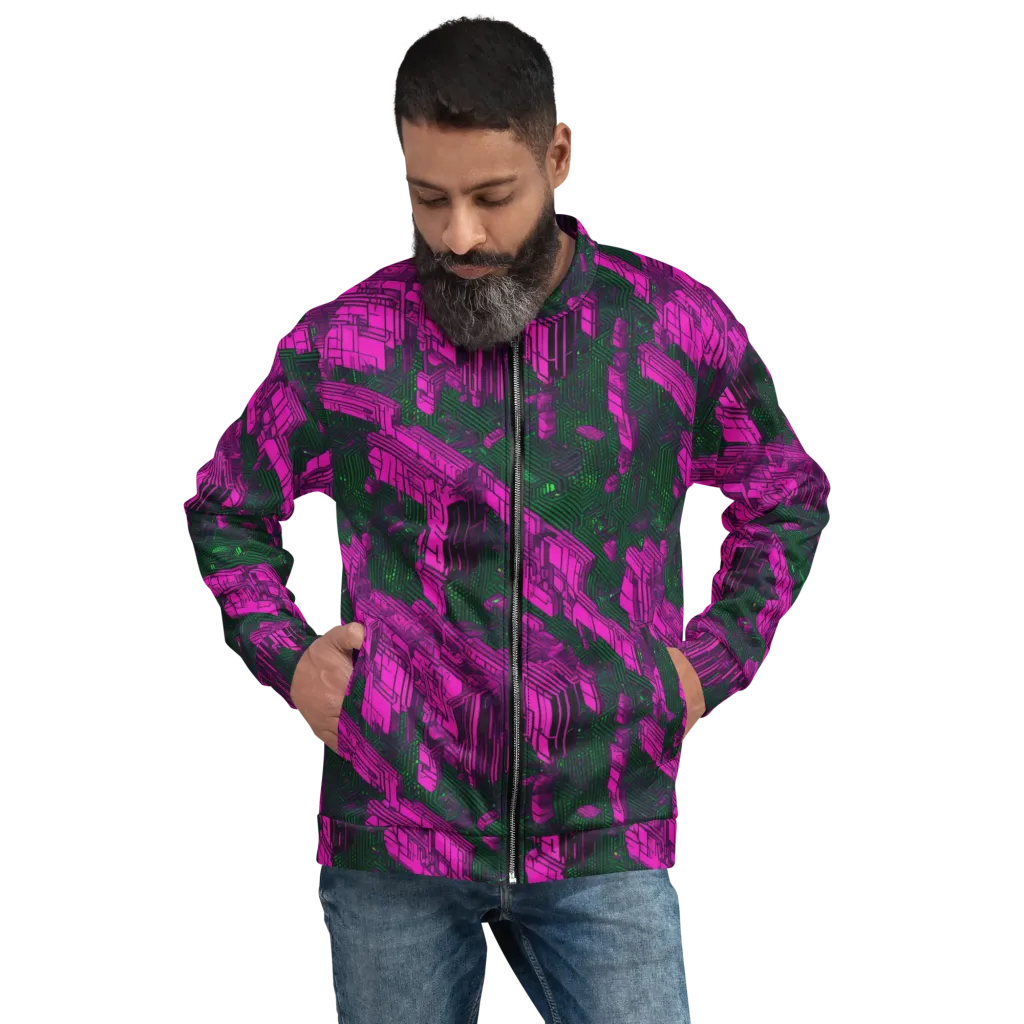 Magenta Gridfall on Bomber Jacket — Front