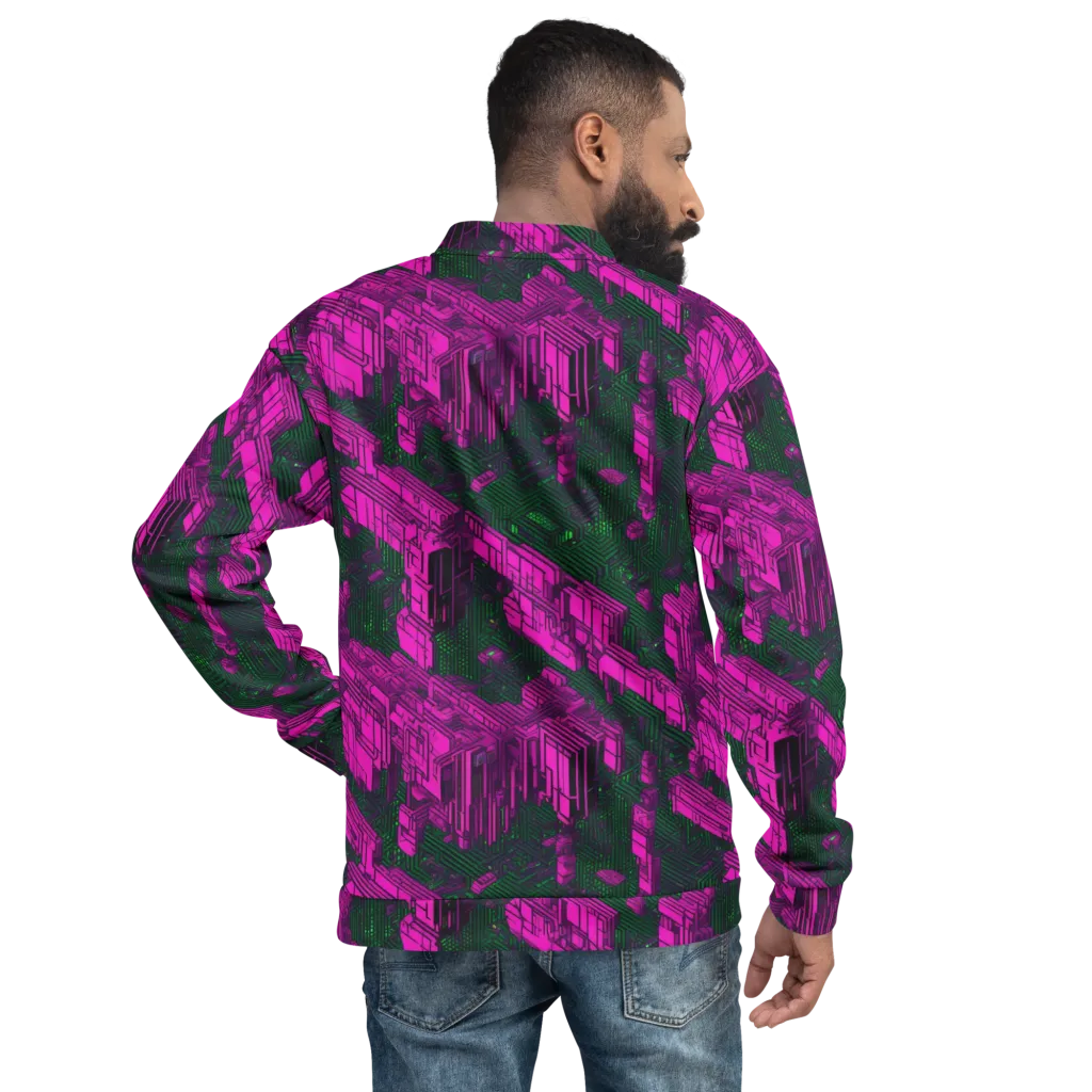 Magenta Gridfall on Bomber Jacket — Back