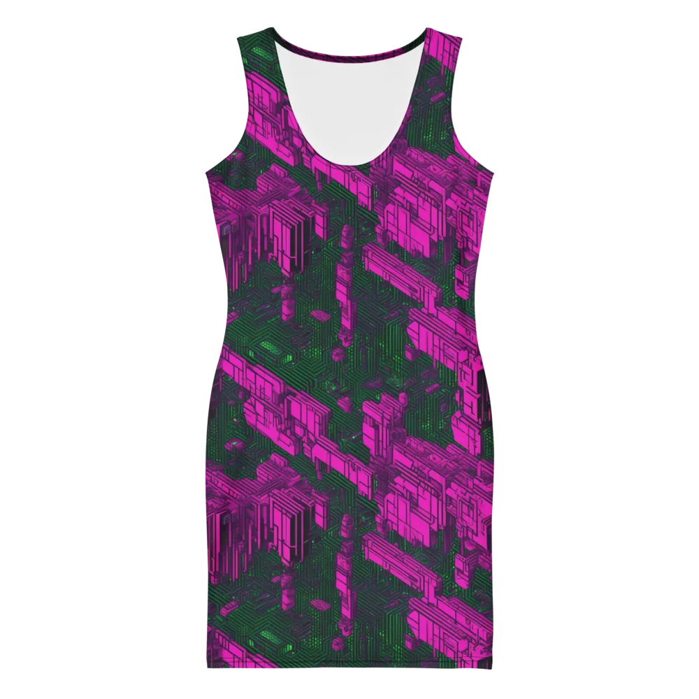 Magenta Gridfall on Bodycon Dress — Front