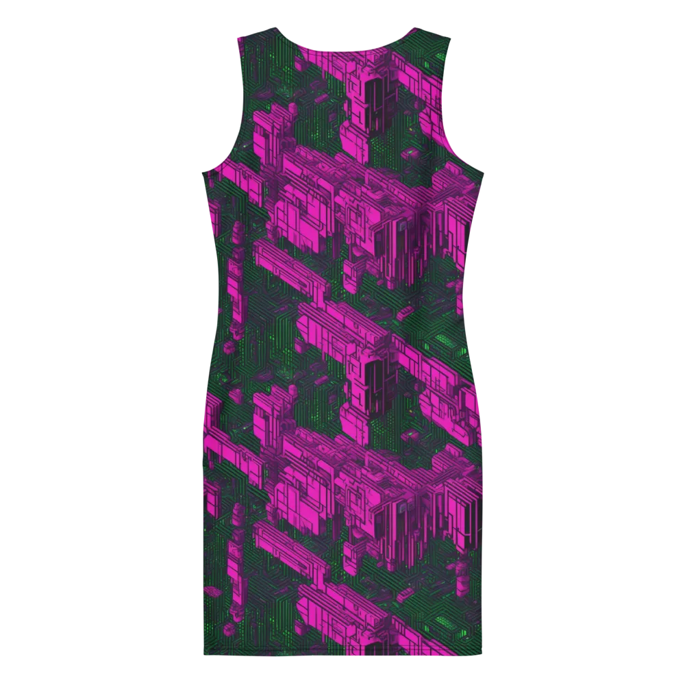 Magenta Gridfall on Bodycon Dress — Back
