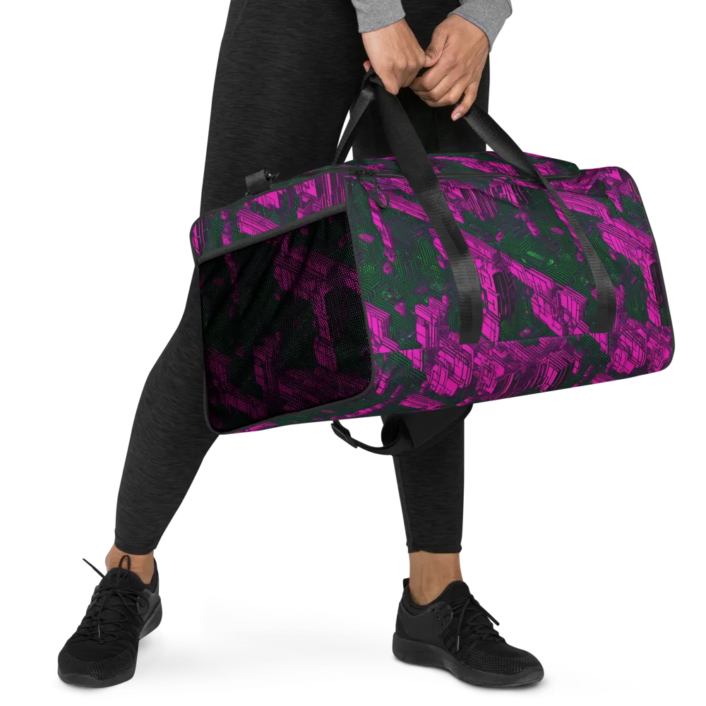 Magenta Gridfall on Duffle Bag — Right Front