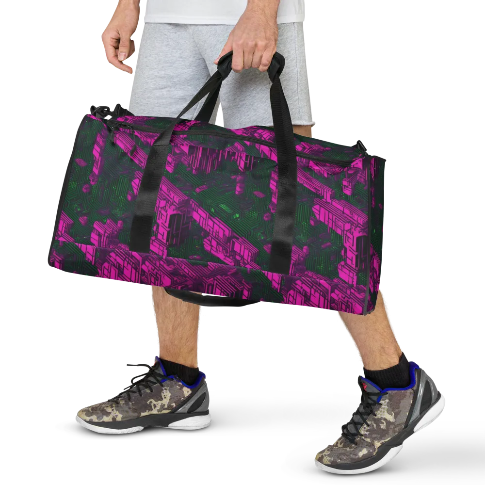 Magenta Gridfall on Duffle Bag — Front