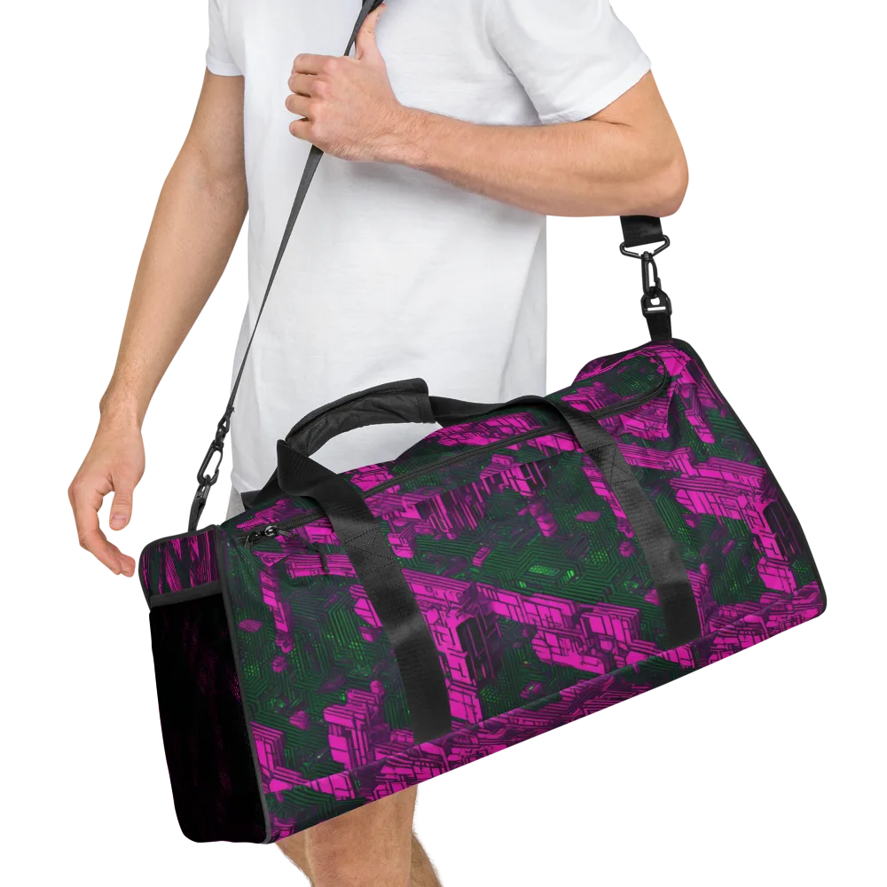 Magenta Gridfall on Duffle Bag — Right Front