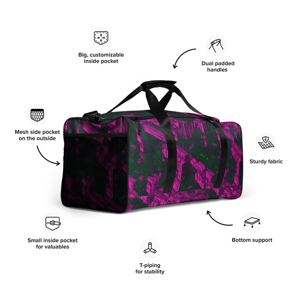 Magenta Gridfall on Duffle Bag — Right Front