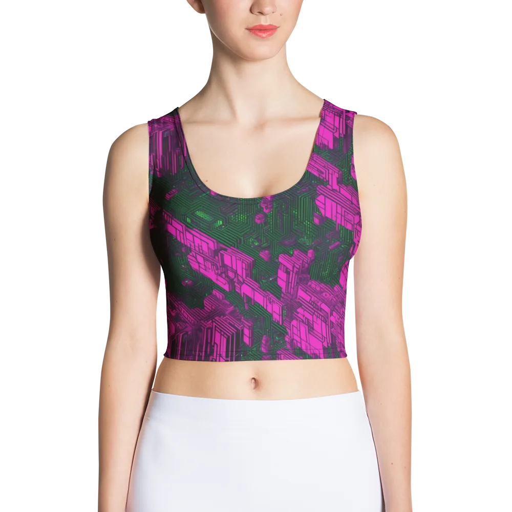 Magenta Gridfall on Crop Top — Front