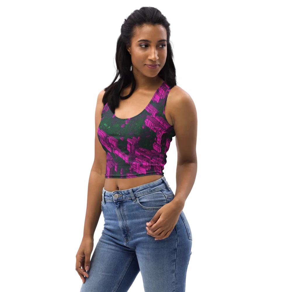 Magenta Gridfall on Crop Top — Left Front