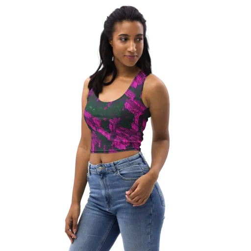 Magenta Gridfall on a Crop Top