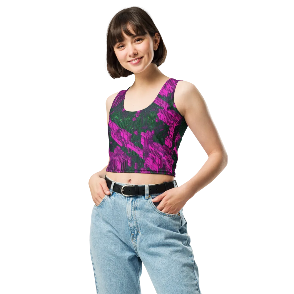 Magenta Gridfall on Crop Top — Front