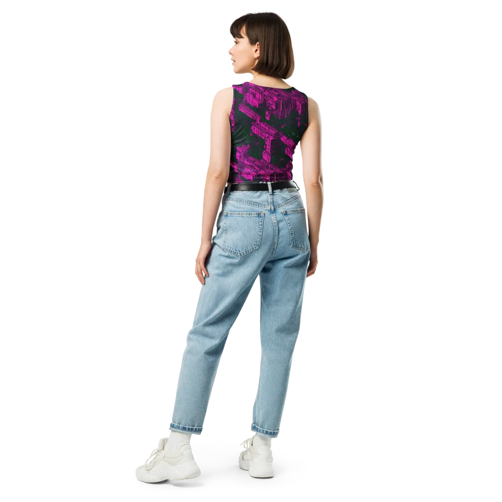 Magenta Gridfall on Crop Top — Back