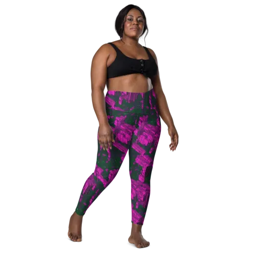 Magenta Gridfall on a Leggings with Pockets