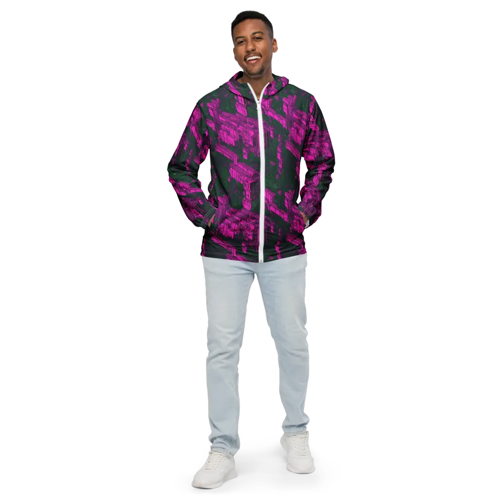 Magenta Gridfall on Men's Windbreaker — Front