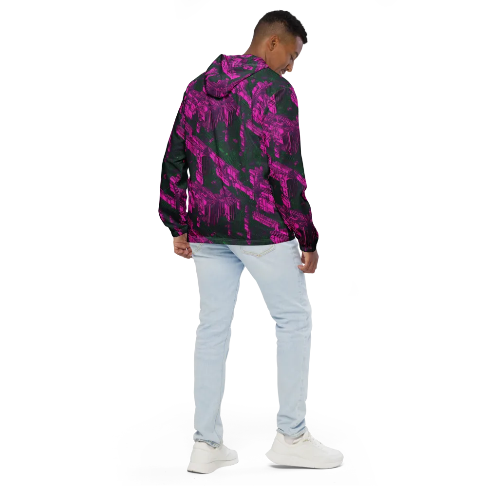 Magenta Gridfall on Men's Windbreaker — Back
