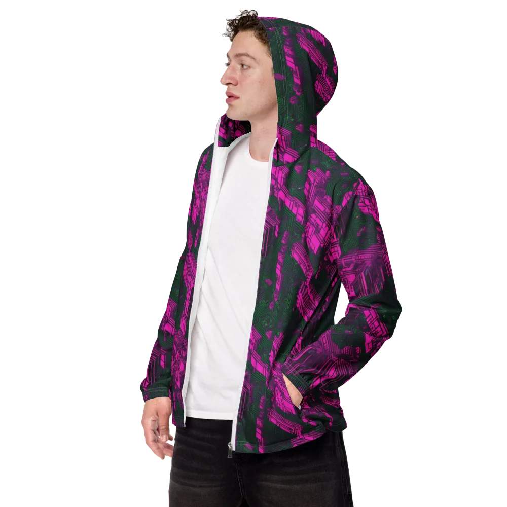 Magenta Gridfall on Men's Windbreaker — Left Front