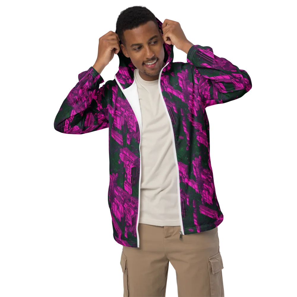 Magenta Gridfall on Men's Windbreaker — Front