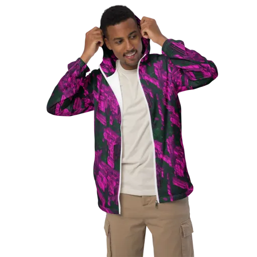 Magenta Gridfall on a Men's Windbreaker