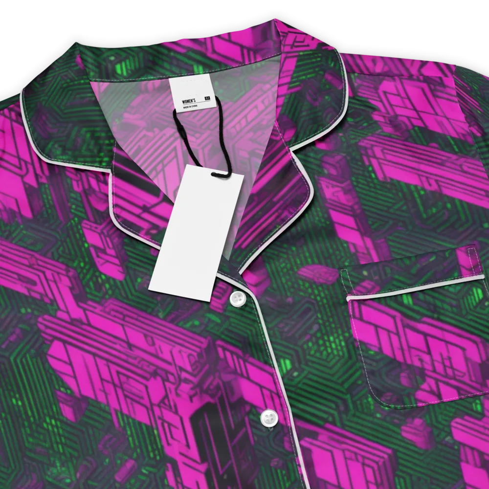 Magenta Gridfall on Women's Short Sleeve Pajama Top — Product details