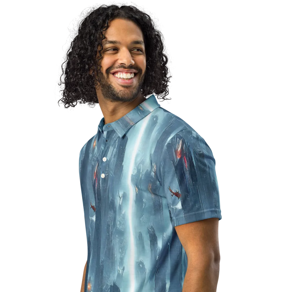 Neon Frostline on Men's Slim Fit Polo Shirt — Left Front