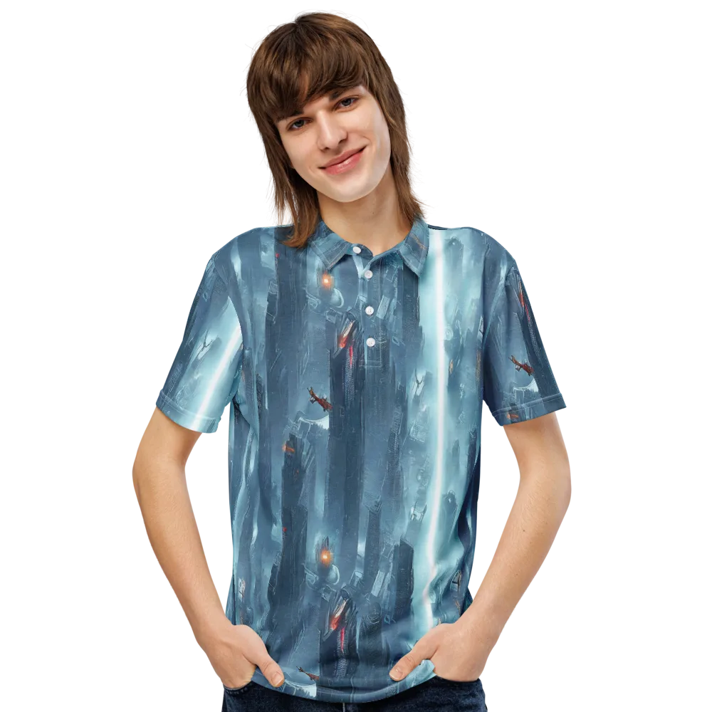 Neon Frostline on Men's Slim Fit Polo Shirt — Front