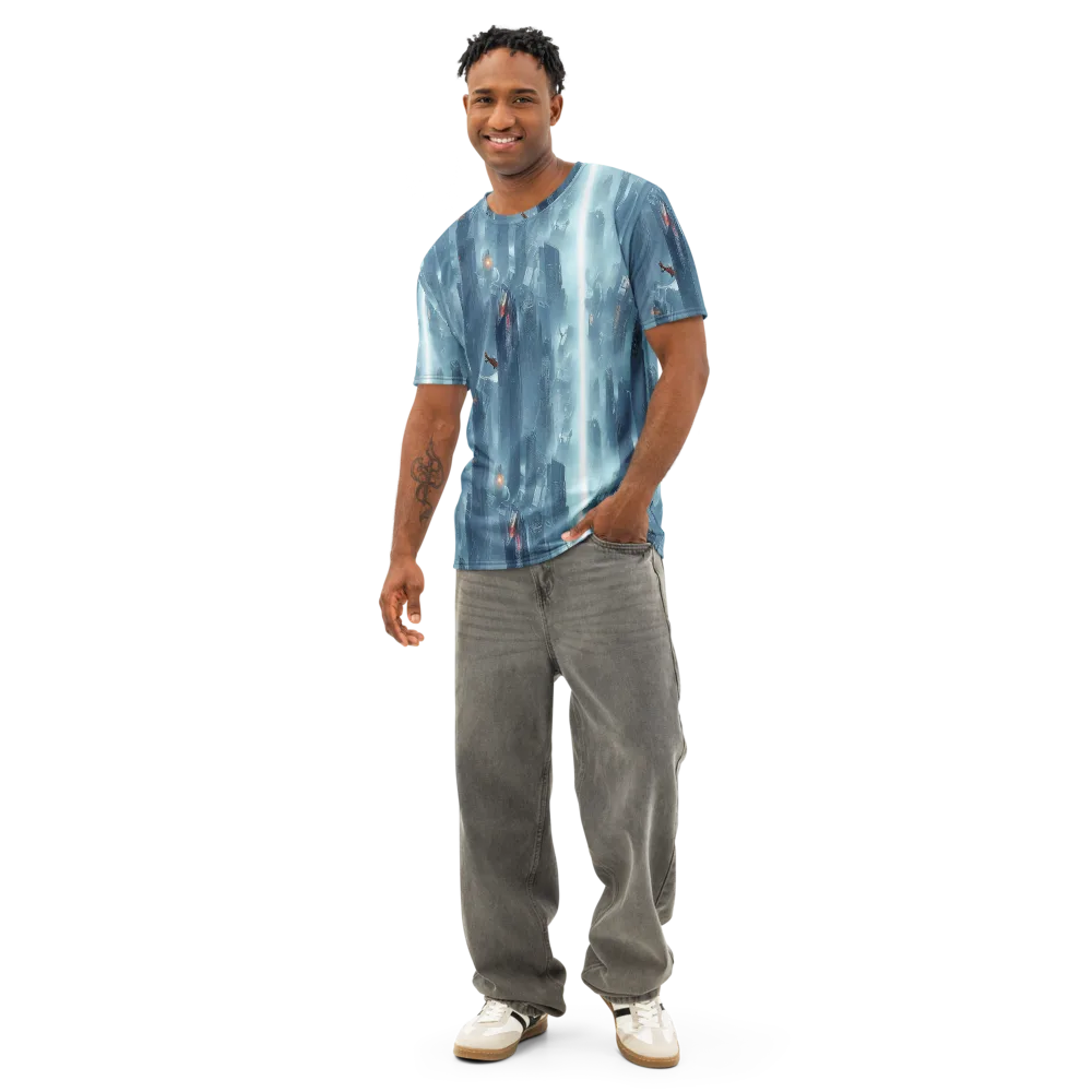 Neon Frostline on Men's Cotton Crew Neck T-Shirt — Front