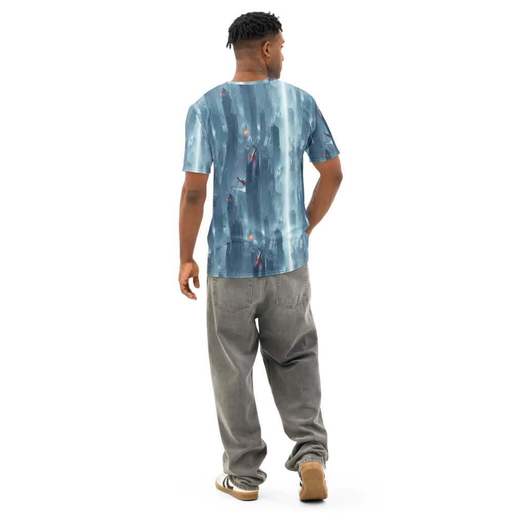 Neon Frostline on Men's Cotton Crew Neck T-Shirt — Back
