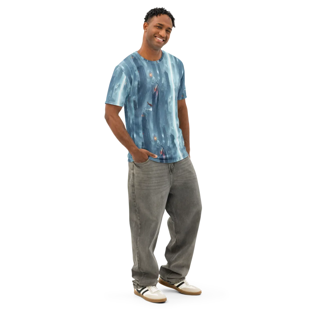 Neon Frostline on Men's Cotton Crew Neck T-Shirt — Right Front