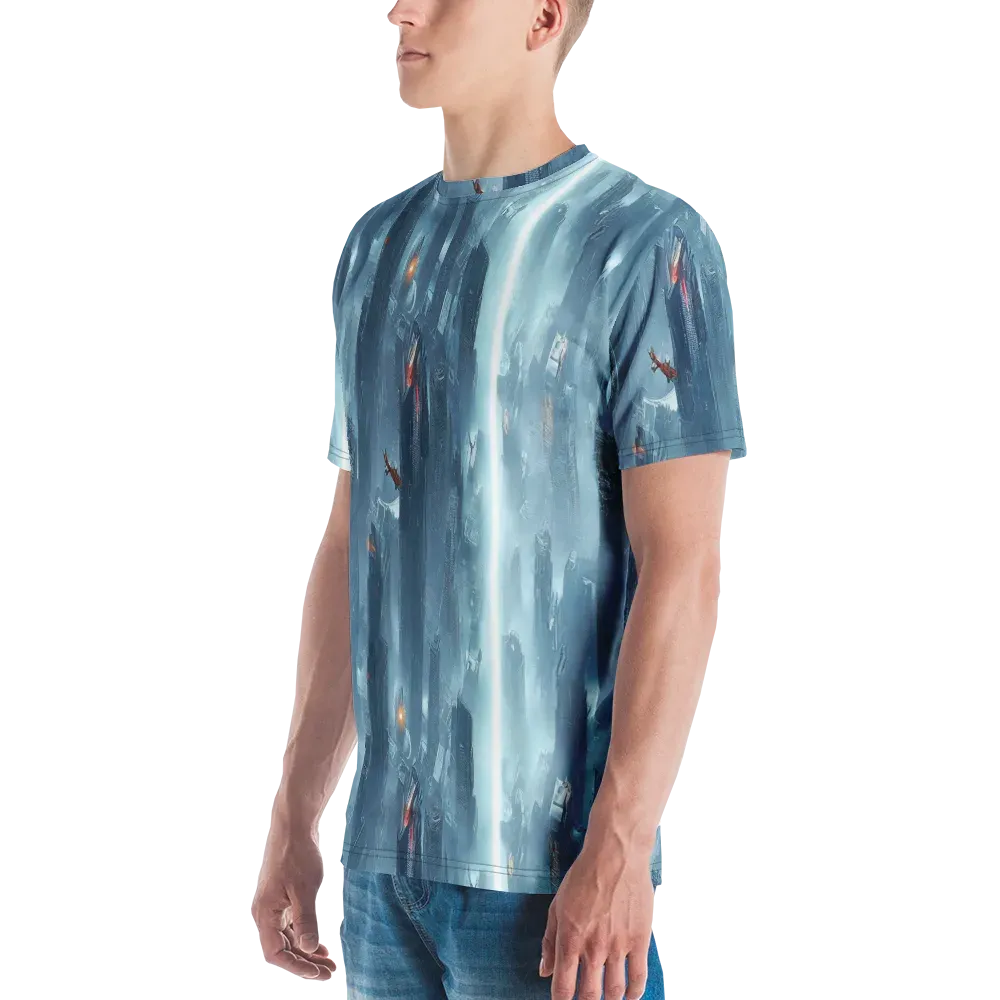 Neon Frostline on Men's Crew Neck T-Shirt — Left