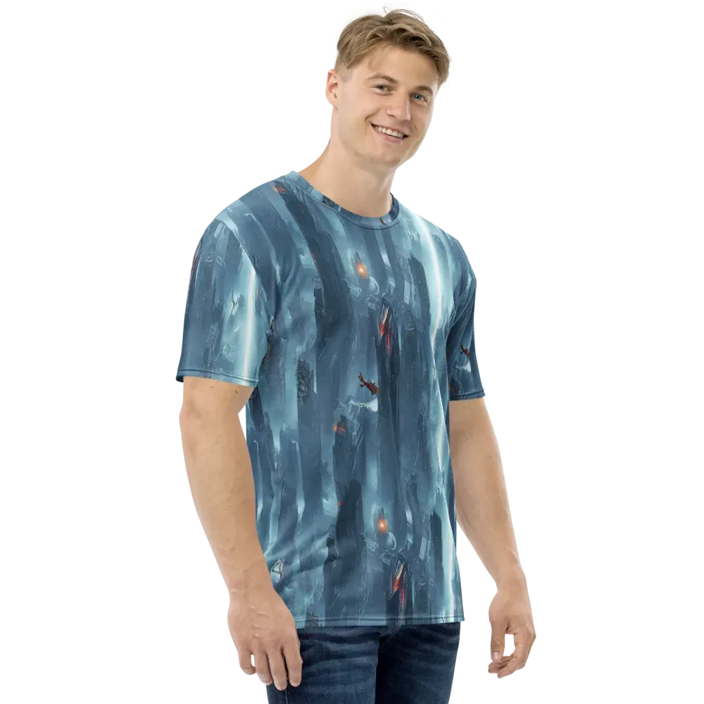 Neon Frostline on Men's Crew Neck T-Shirt — Right