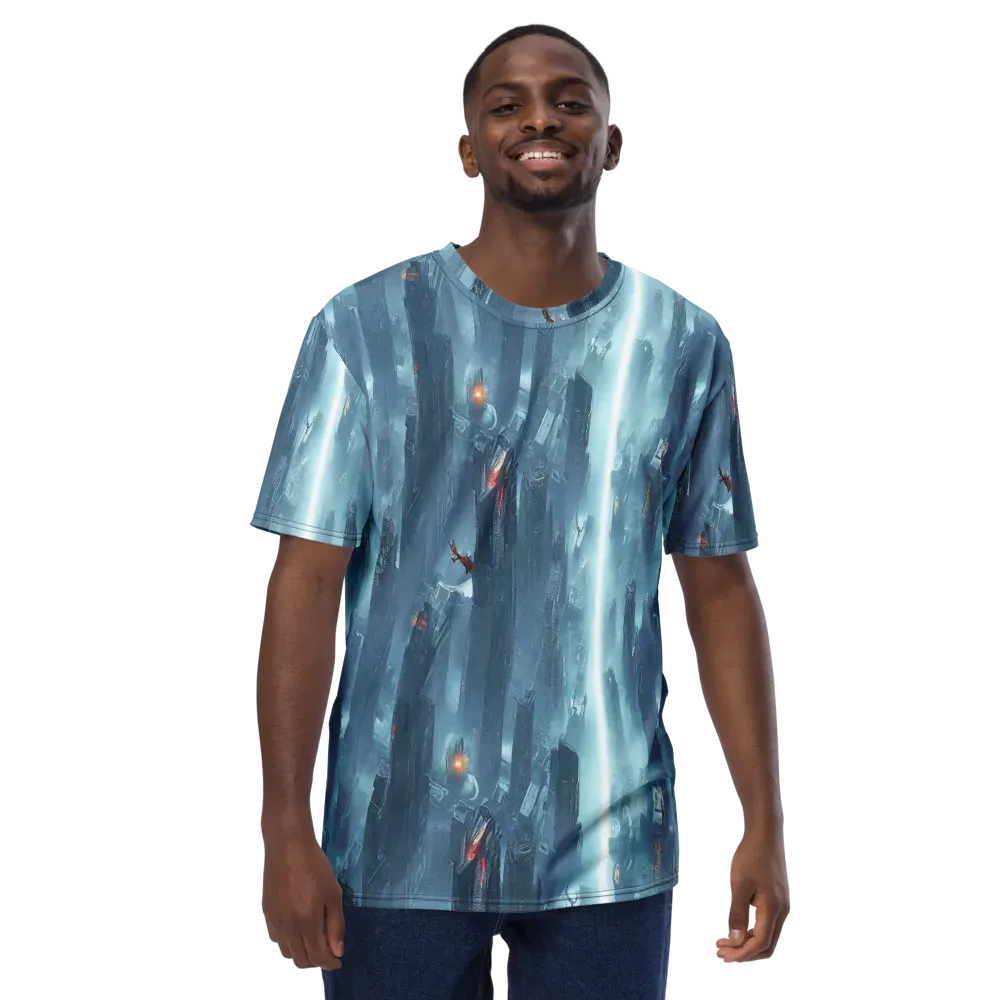 Neon Frostline on Men's Crew Neck T-Shirt — Front