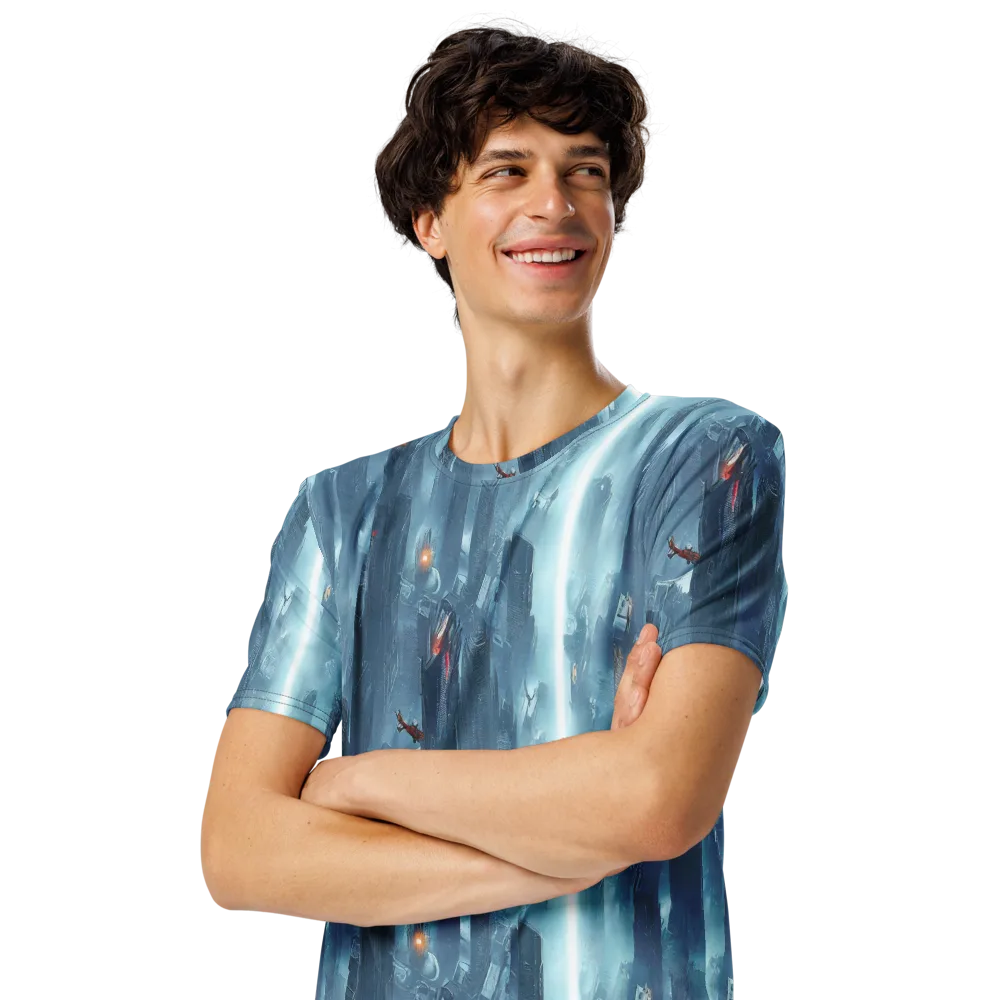 Neon Frostline on Men's Crew Neck T-Shirt — Left Front