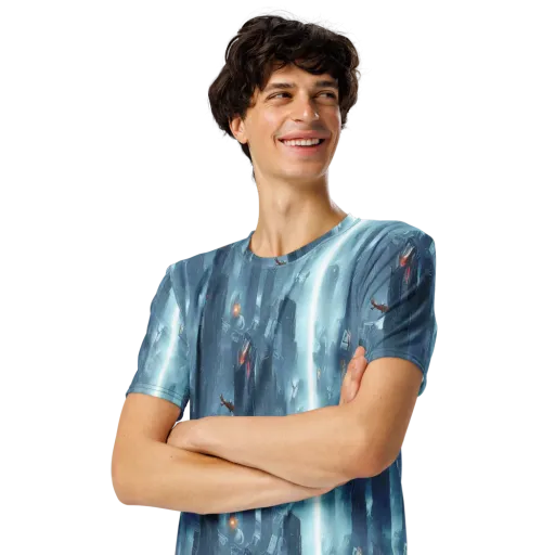 Neon Frostline on a Men's Crew Neck T-Shirt