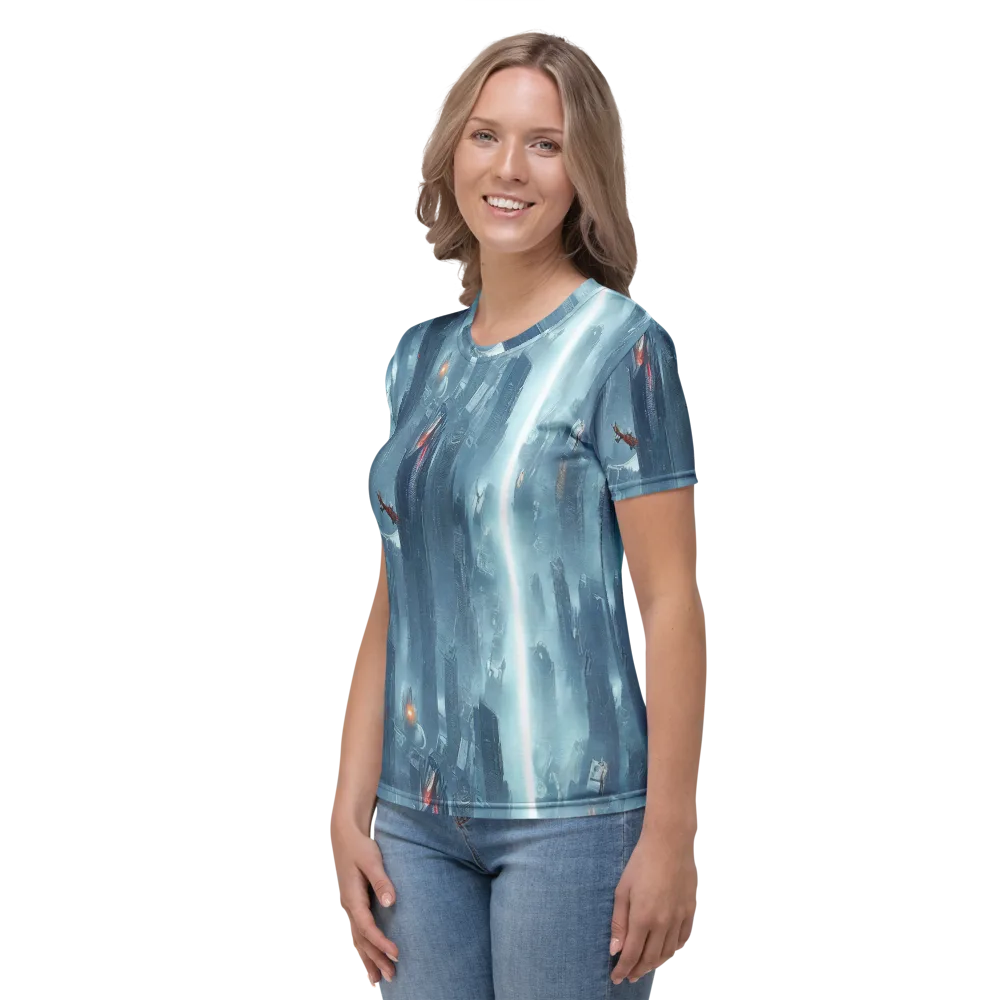 Neon Frostline on Women's Crew Neck T-Shirt — Left