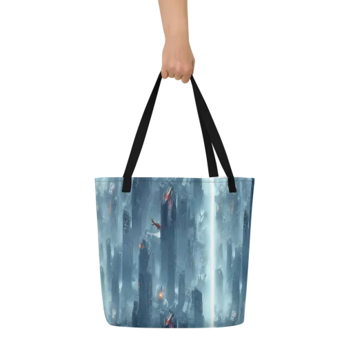 Neon Frostline on a Large Tote Bag W/ Pocket