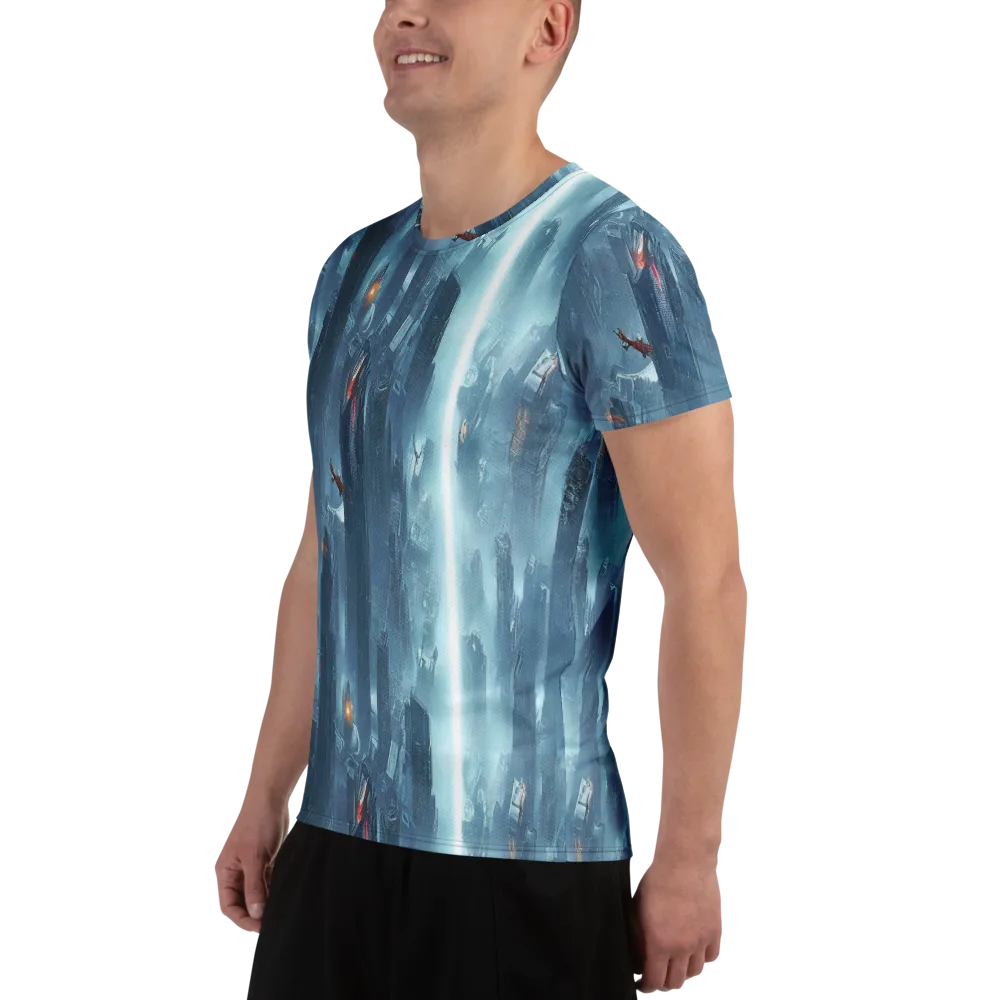 Neon Frostline on Men's Athletic T-Shirt — Left