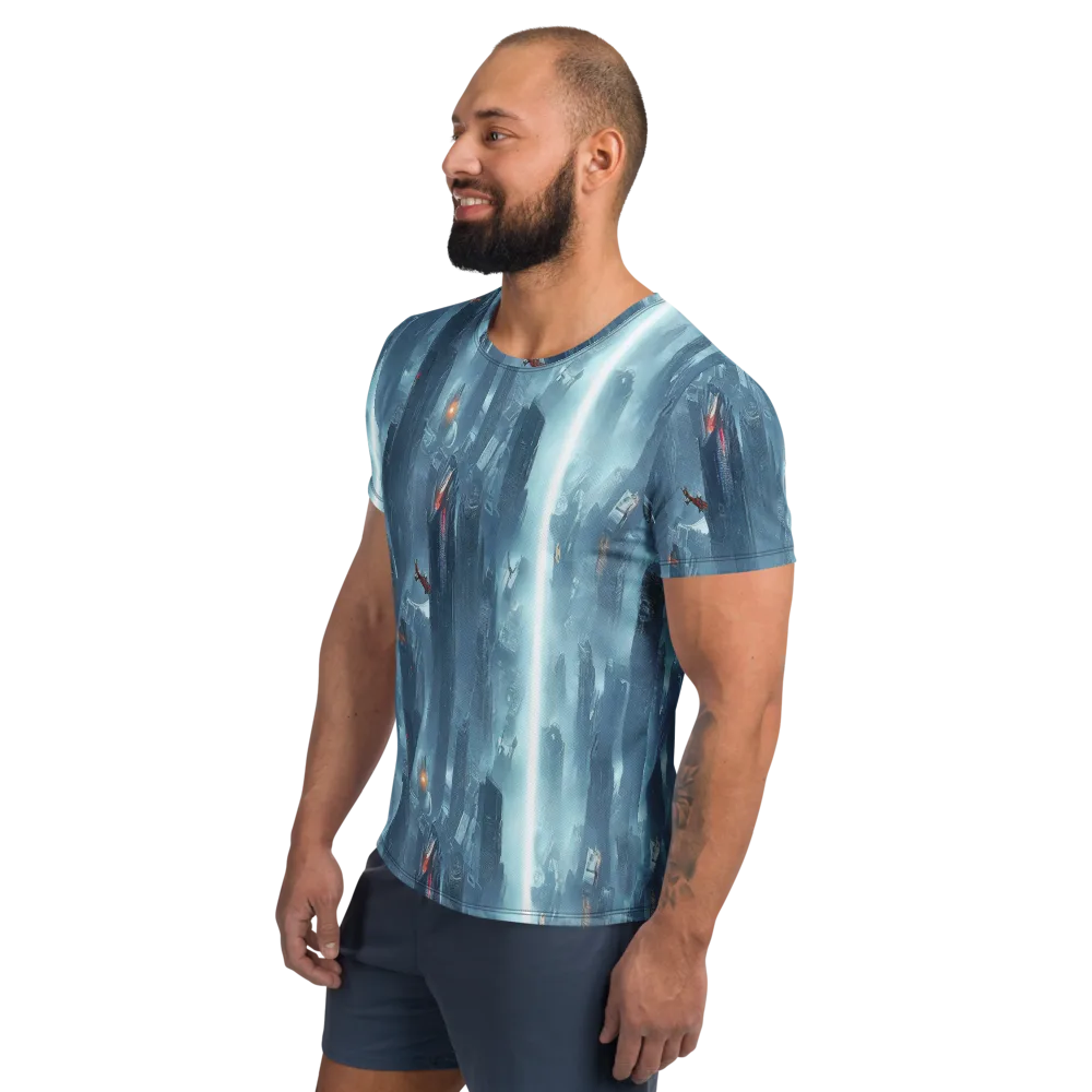 Neon Frostline on Men's Athletic T-Shirt — Left