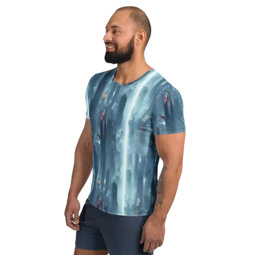 Neon Frostline on a Men's Athletic T-Shirt