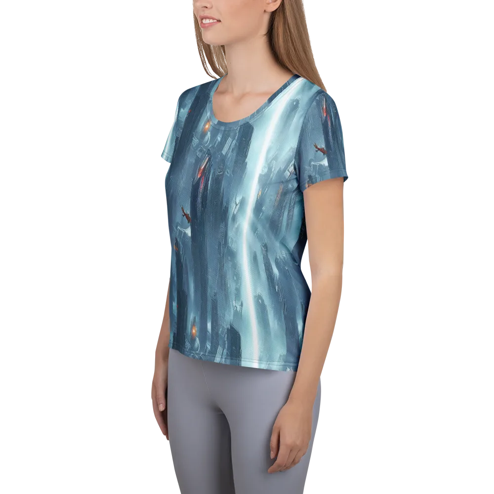Neon Frostline on Women's Athletic T-Shirt — Left