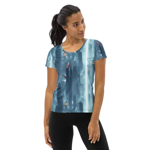 Neon Frostline on a Women's Athletic T-Shirt