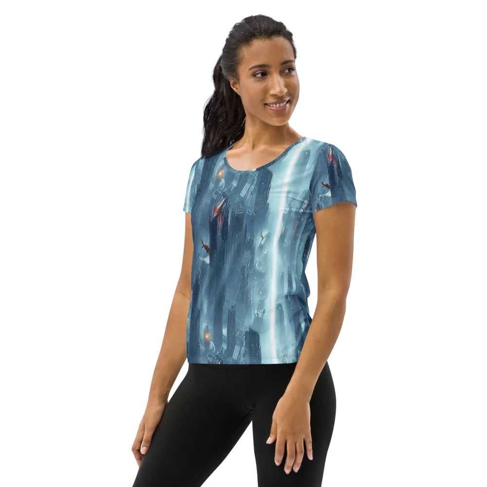 Neon Frostline on Women's Athletic T-Shirt — Left