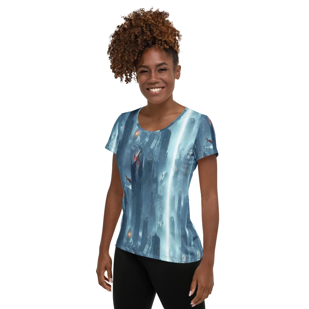 Neon Frostline on Women's Athletic T-Shirt — Left