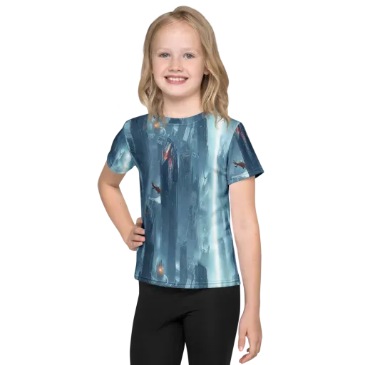 Neon Frostline on a Kids Crew Neck T-Shirt