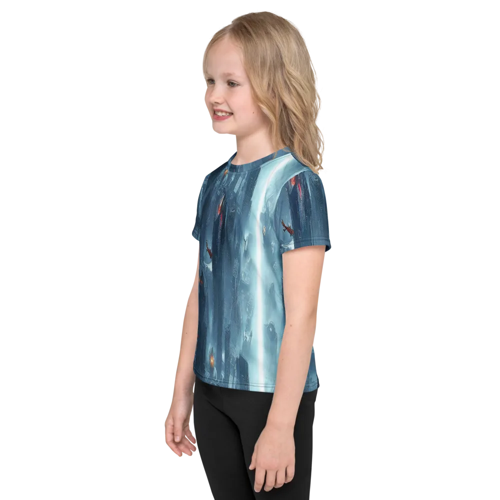 Neon Frostline on Kids Crew Neck T-Shirt — Left