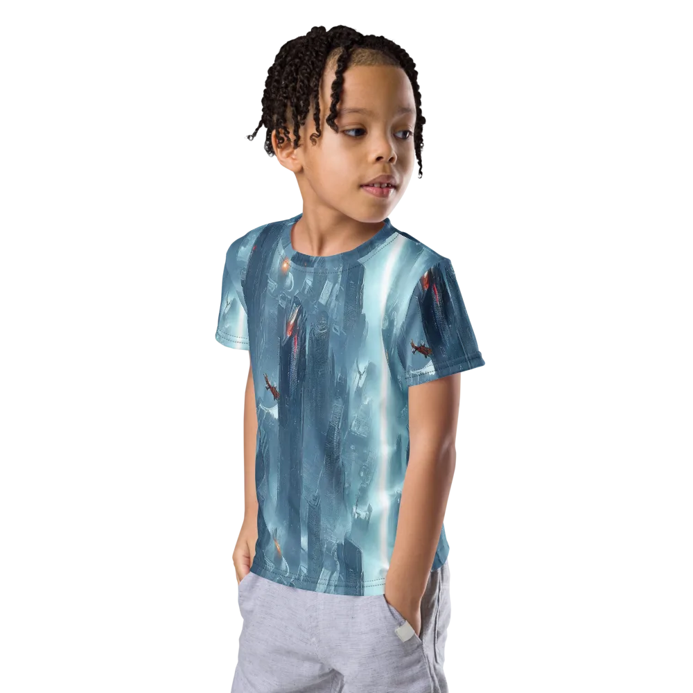 Neon Frostline on Kids Crew Neck T-Shirt — Left Front