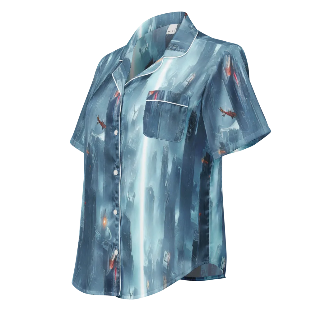Neon Frostline on Women's Short Sleeve Pajama Top — Left Front