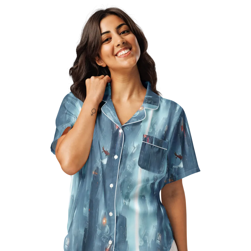 Neon Frostline on Women's Short Sleeve Pajama Top — Front