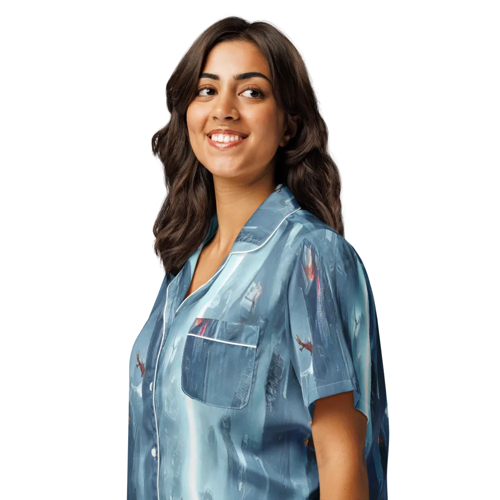 Neon Frostline on Women's Short Sleeve Pajama Top — Left Front