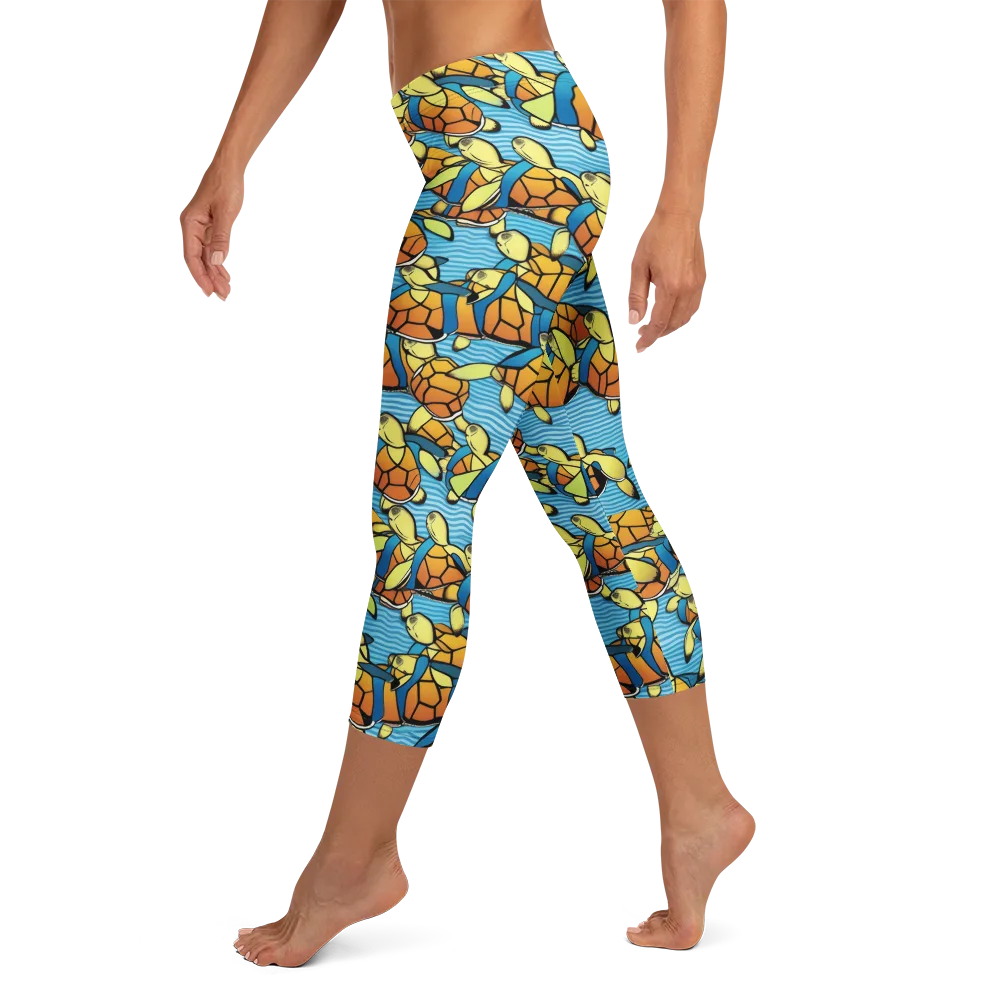 Tidal Shell Parade on Capri Leggings — Left