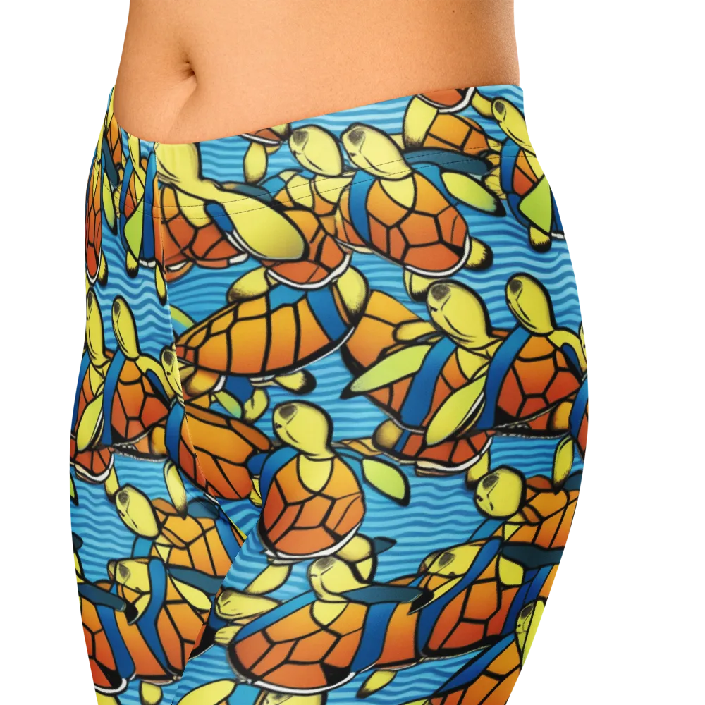 Tidal Shell Parade on Capri Leggings — Zoomed-in