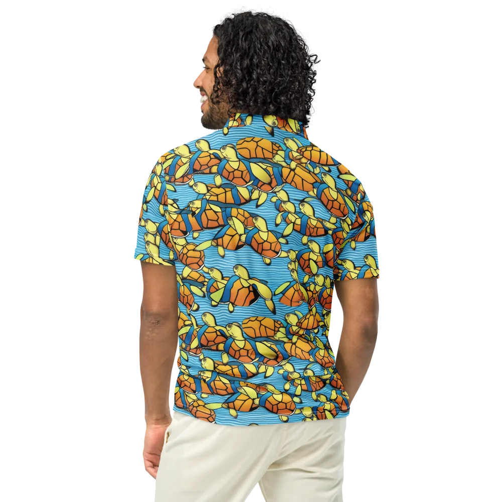 Tidal Shell Parade on Men's Slim Fit Polo Shirt — Back